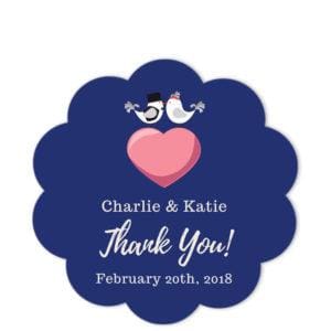 Love Birds Blue Circular Scallop
