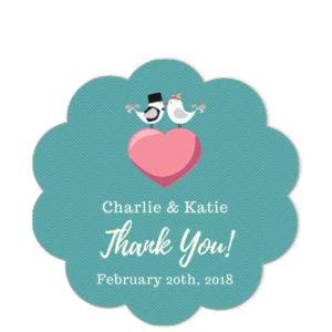 Love Birds Green Circular Scallop