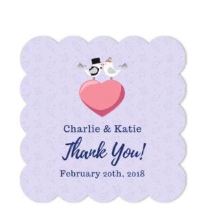 Love Birds Light Grey Square Scallop