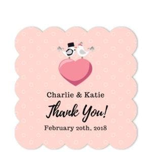 Love Birds Pink Square Scallop