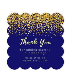 Glamorous Confetti Gift Sticker Square Scallop Shape