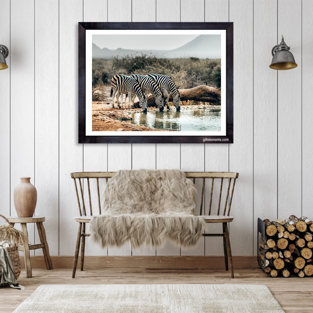 ZEB-DRI-PHO-1 Zebras Drinking Photo Art